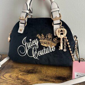 New Juicy Couture Liquorice Black The Key To Juicy Dome Satchel Crossbody Viral